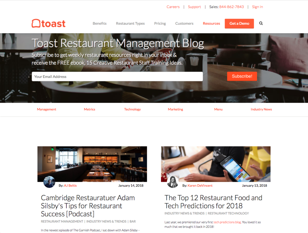 best restaurant management blogs - toast pos