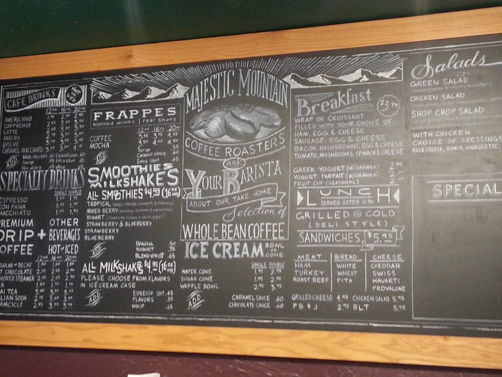 chalkboard menu kingston