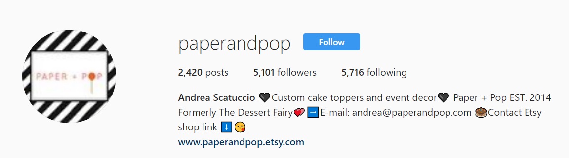 paper and pop Instagram biography