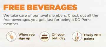 dunkin donuts loyalty - free beverages