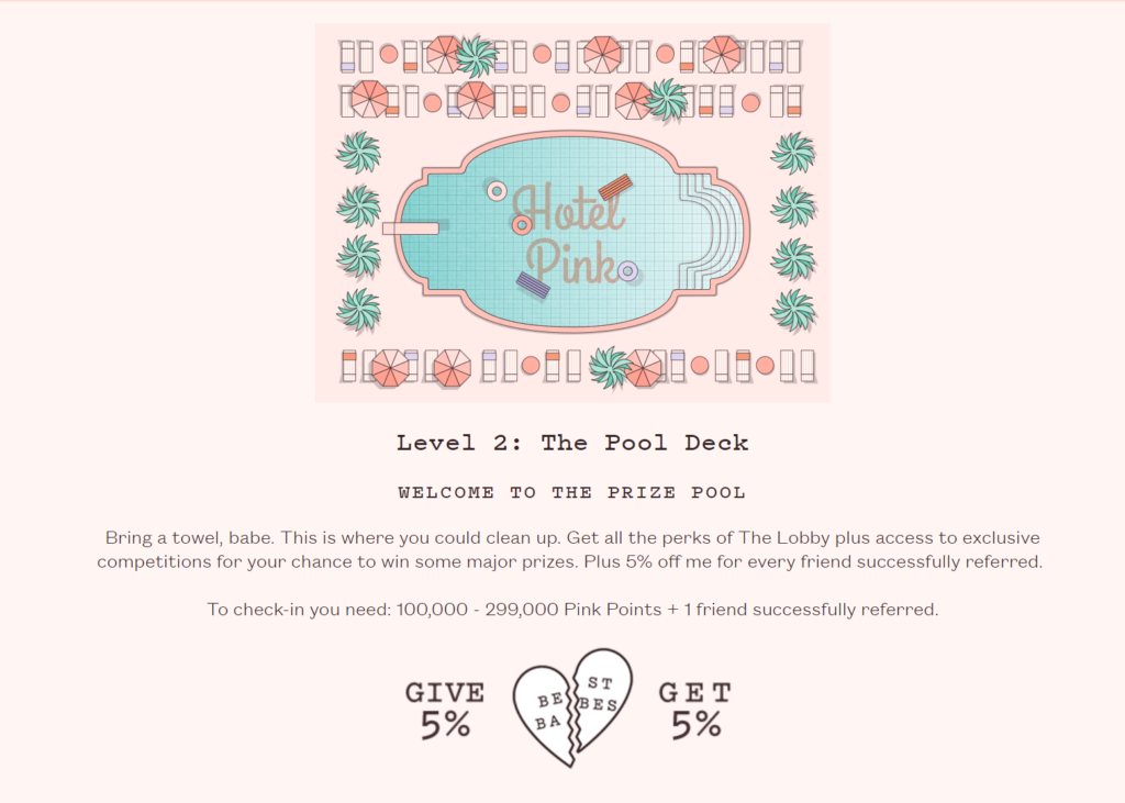 frank body hotel pink referral program - exclusivity scarcity marketing examples