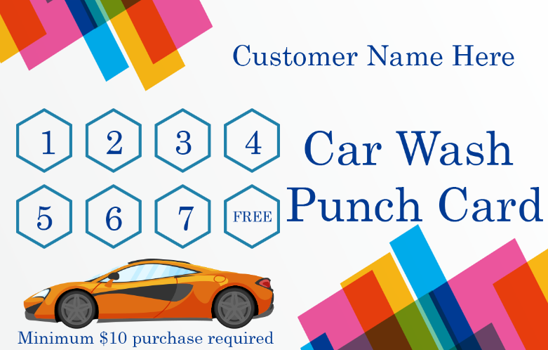 car wash customer loyalty punch card