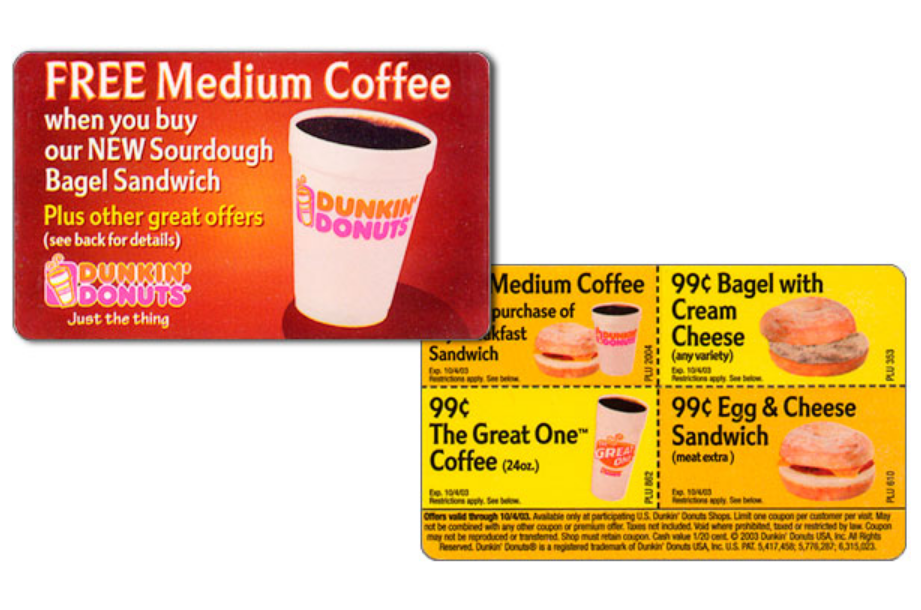 dunkin' donuts customer loyalty punch card