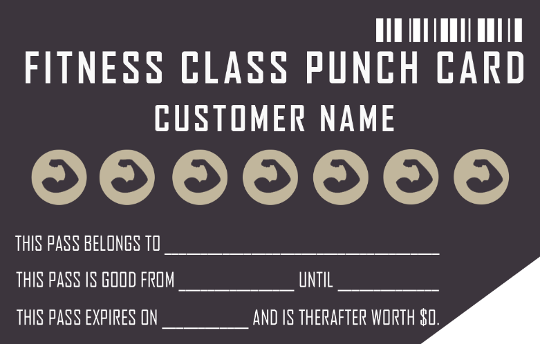 fitness customer loyalty punch card