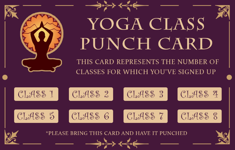 yoga customer loyalty punch card