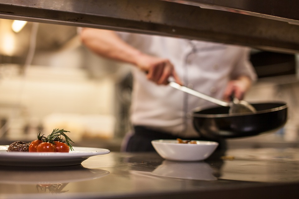 chef holding pan