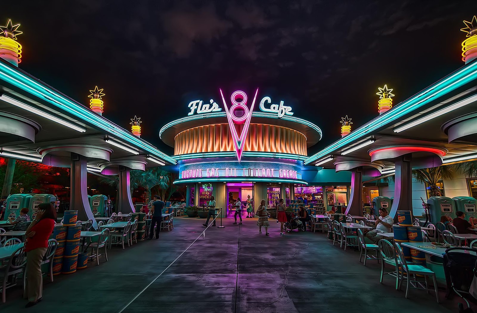 flo v8 cafe restaurant sign