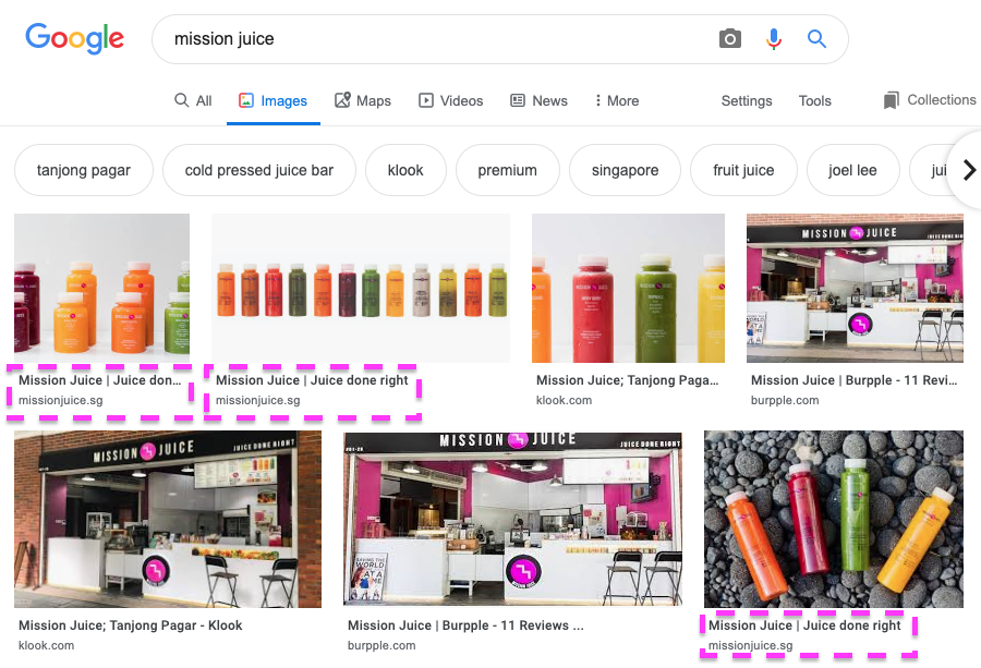 mission juice image seo - google results