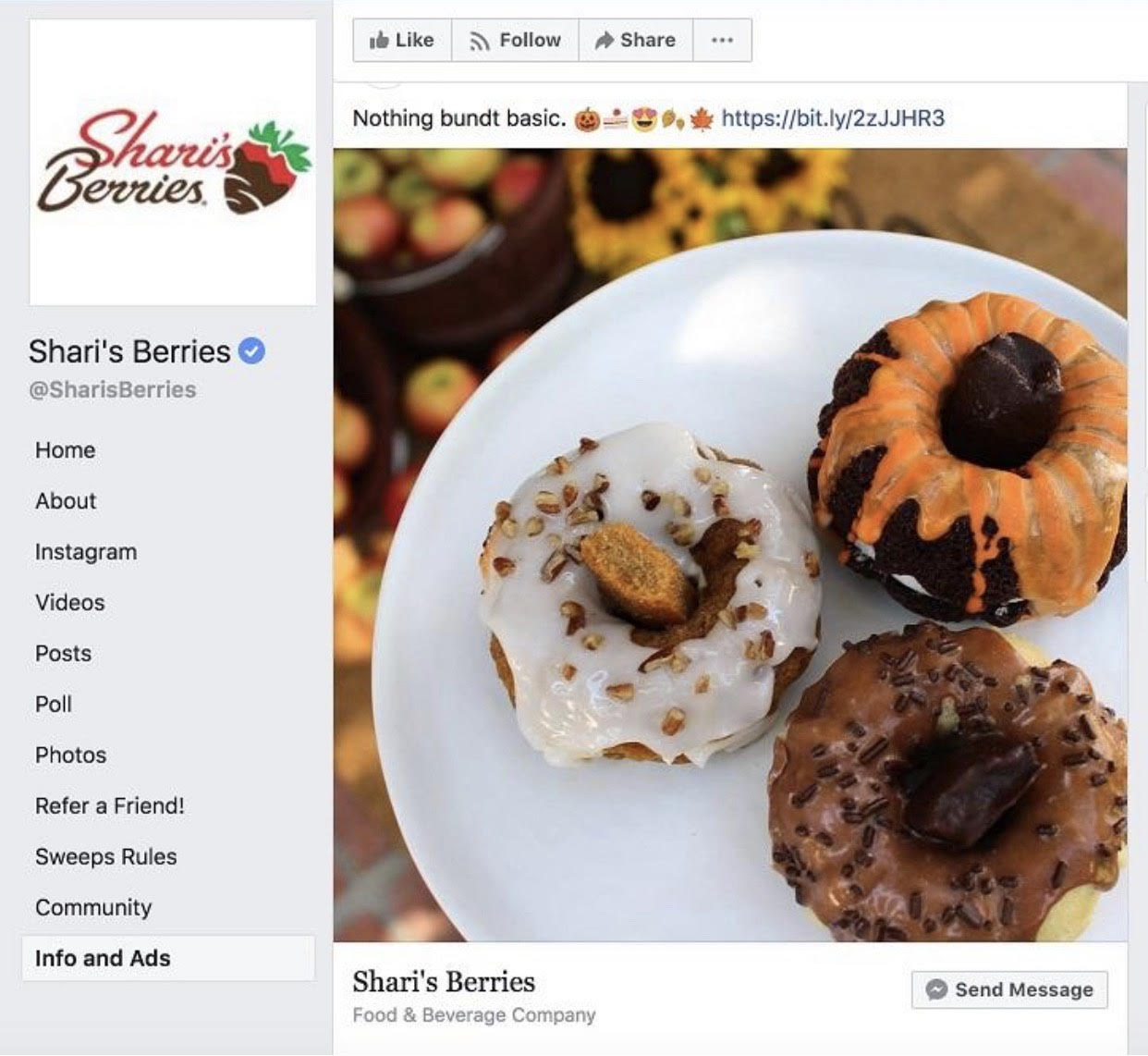 best restaurant ads bakery shari's berries bundt cake